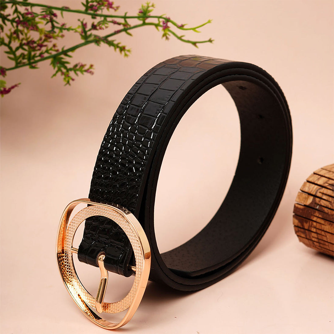 Gold Double Lined Asymmetric Buckled Belt