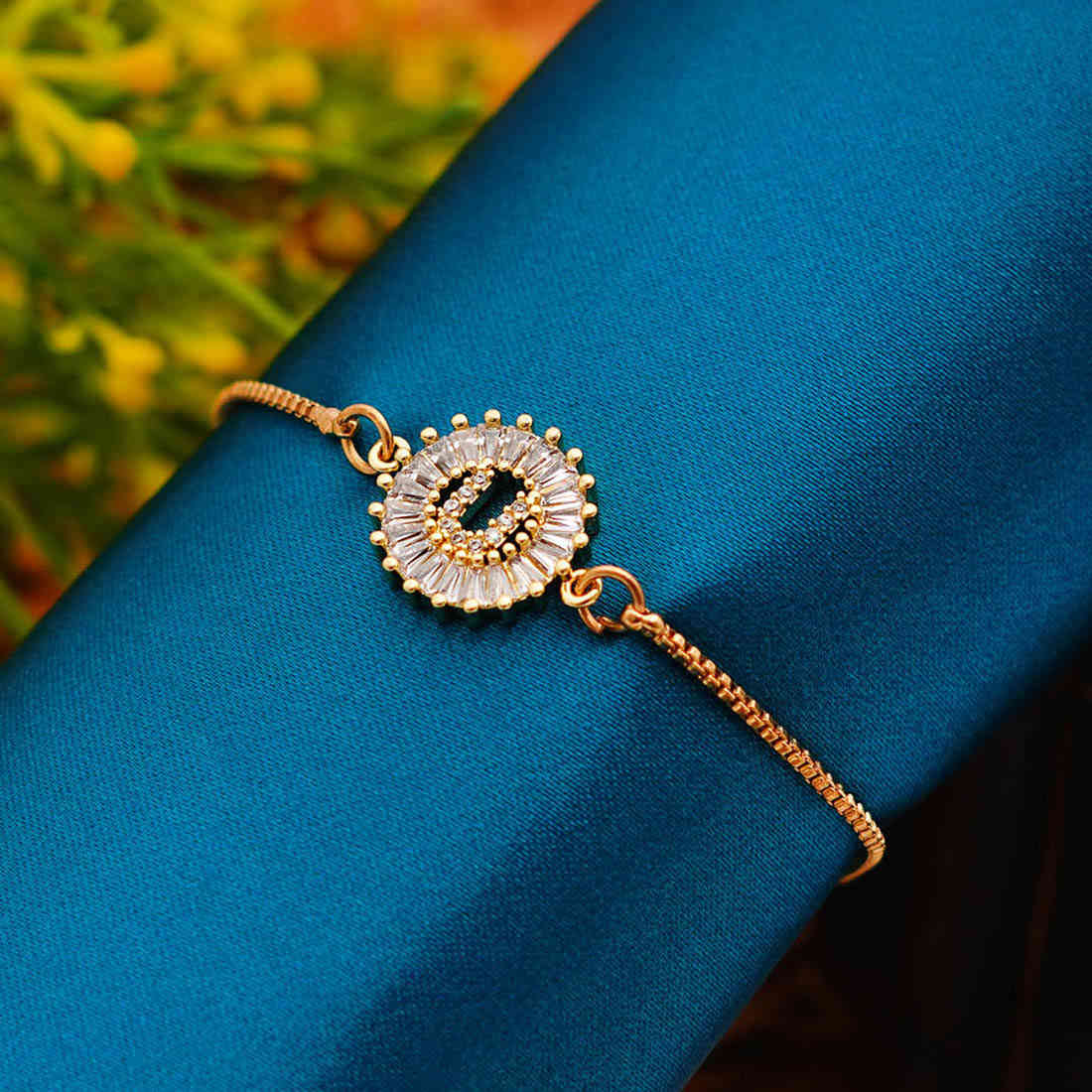 Crystal Studded “U” Alphabet Chain Bracelet