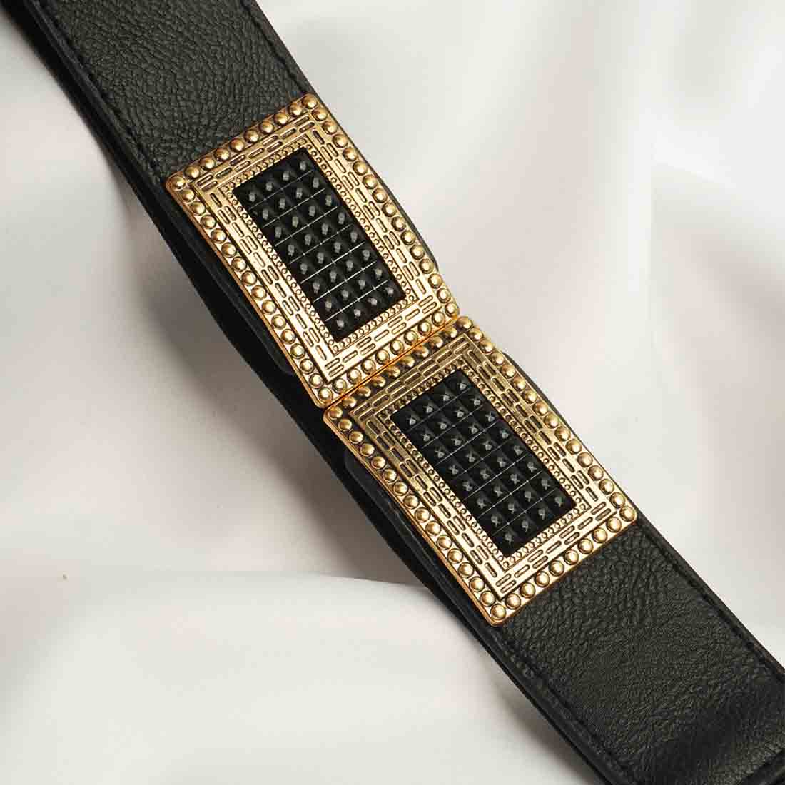 Black Golden Embellished Buckle Belt