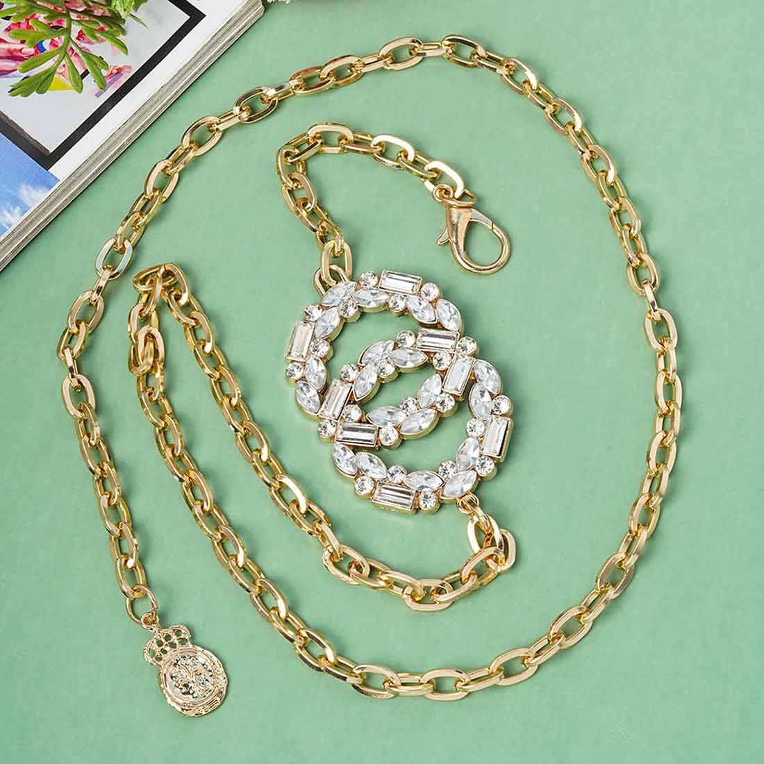 Shop Crystal Buckle Gold Chain Belt Online At Best Prices Ferosh