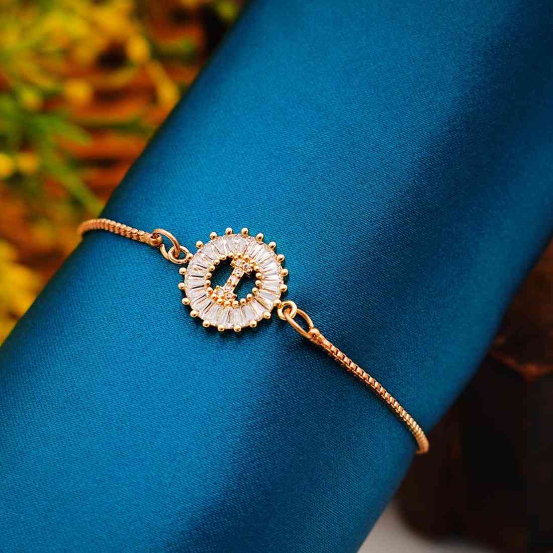Crystal Studded “I” Alphabet Chain Bracelet