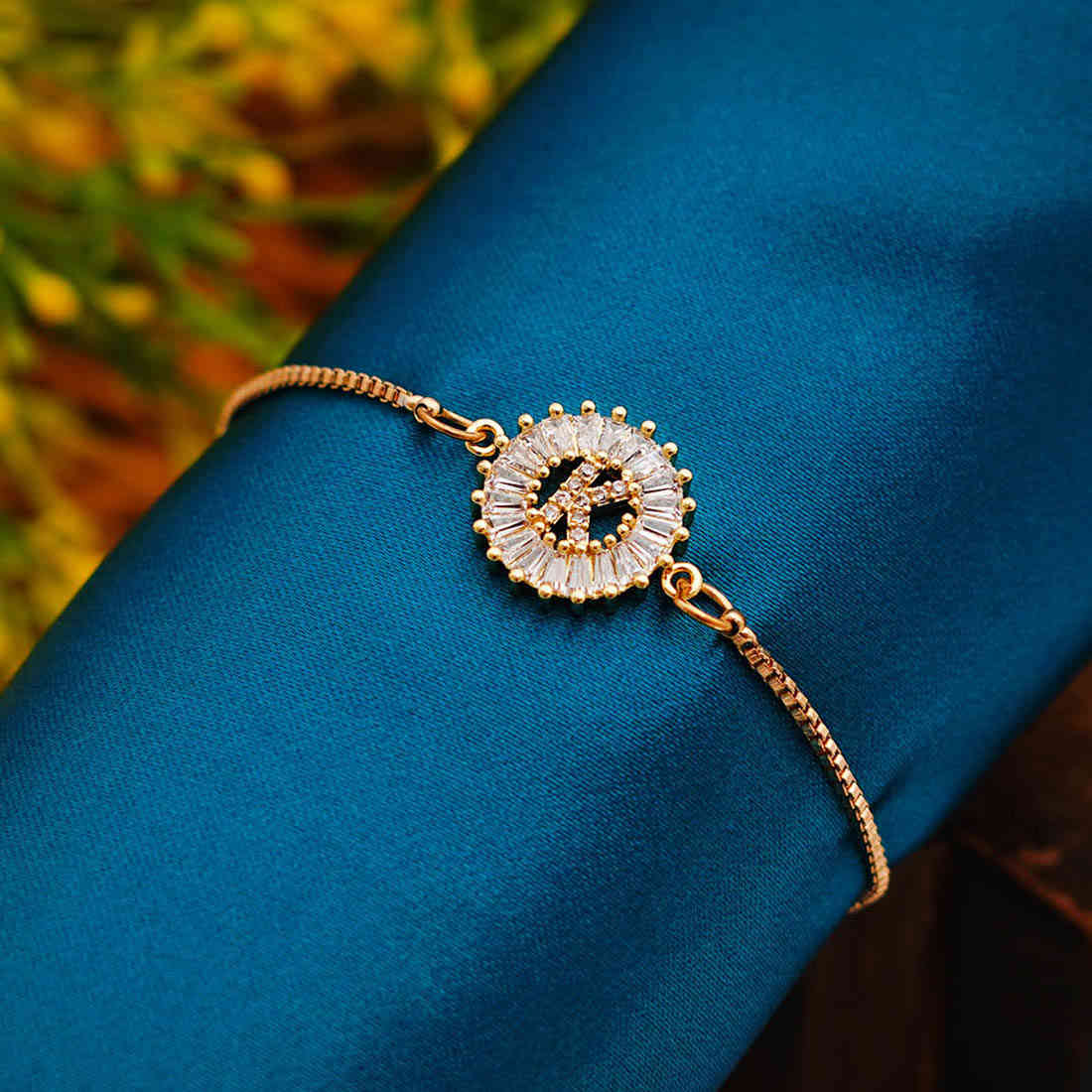 Crystal Studded “K” Alphabet Chain Bracelet