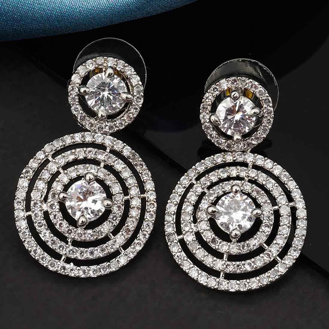 Double Round crystal Drop earring