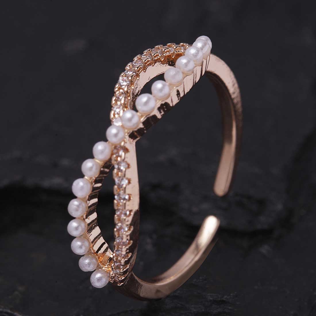 Pearl Infinity Rosegold Adjustable Ring – Ferosh