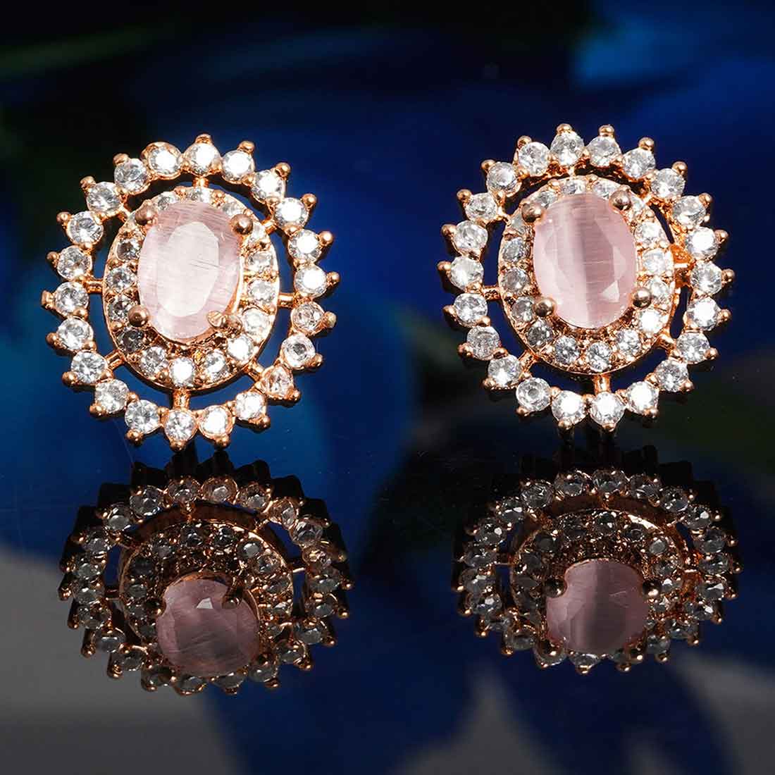 Pink crystal stud earrings