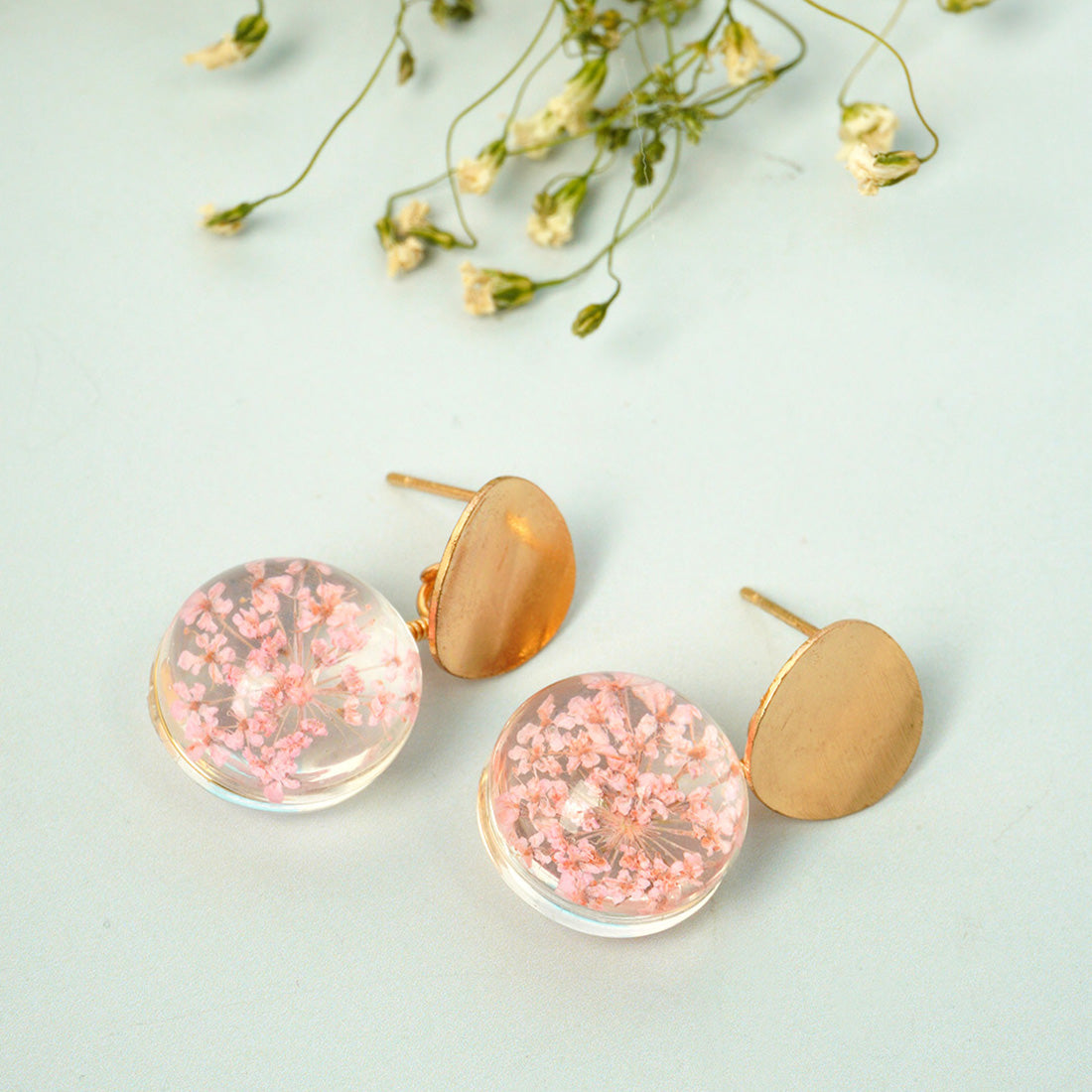 Pink Floral stone Earrings