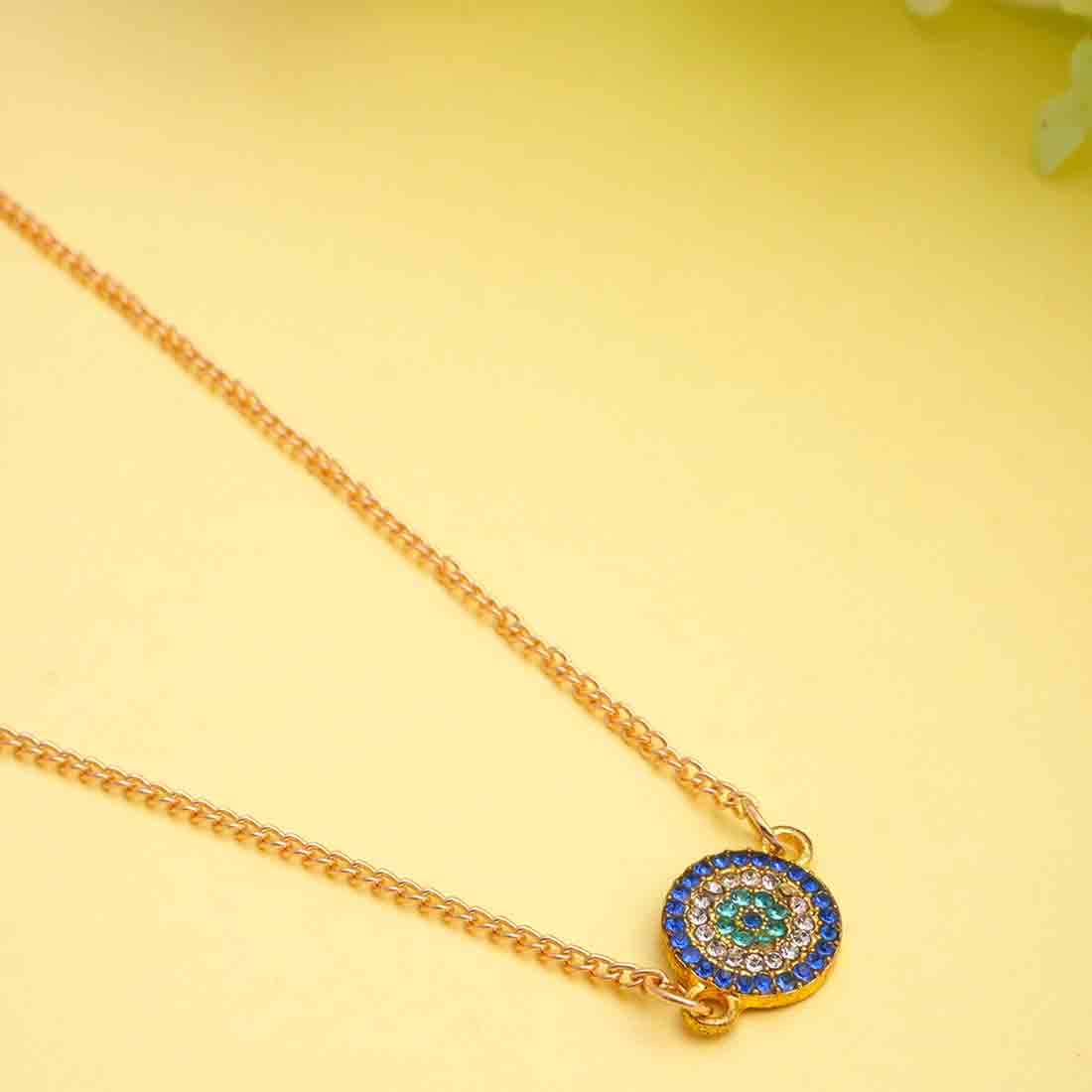 Buy Round Crystal Evil Eye Gold Necklace Online Ferosh