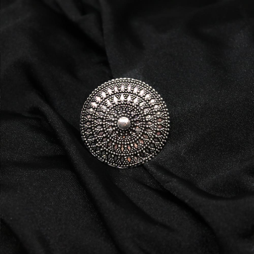 Vishali Circular Silver Oxidized Statement Ring
