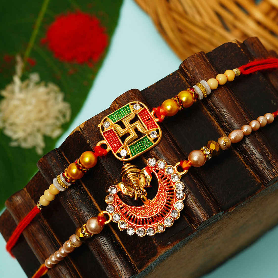 Swastika & Shri Ganesh Religious Rakhi Set of 2