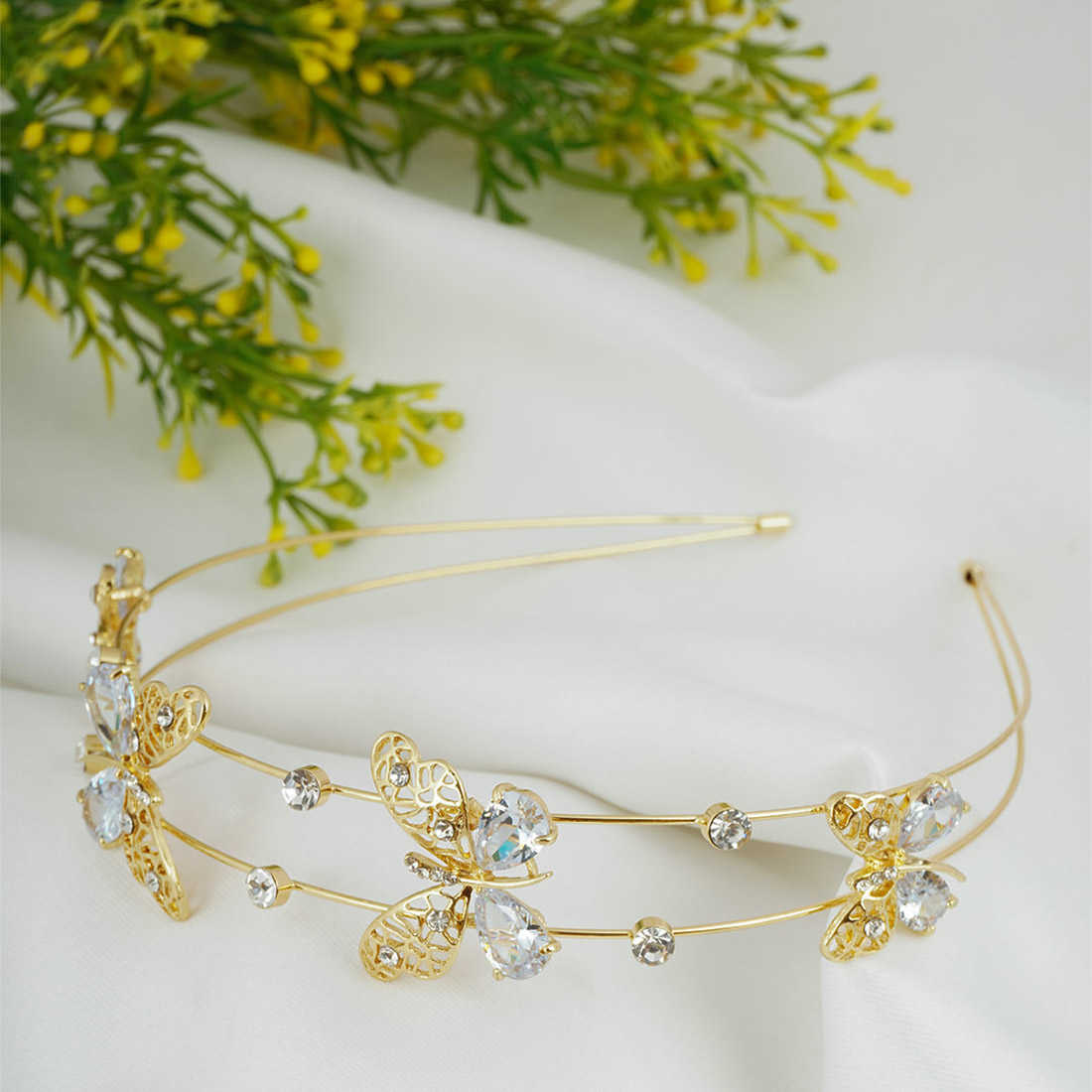 Crystal Butterfly Gold Hair Band