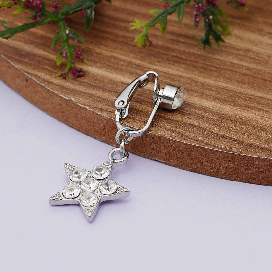 Star Charm Silver Belly Button Ring