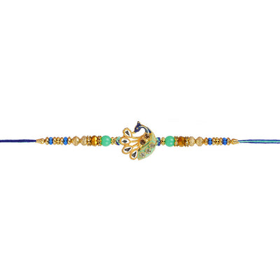 Urmika Green Peacock Rakhi with Roli Chawal