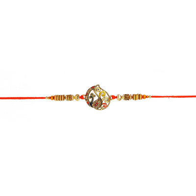 Urmika Shining Peacock Rakhi with Roli Chawal