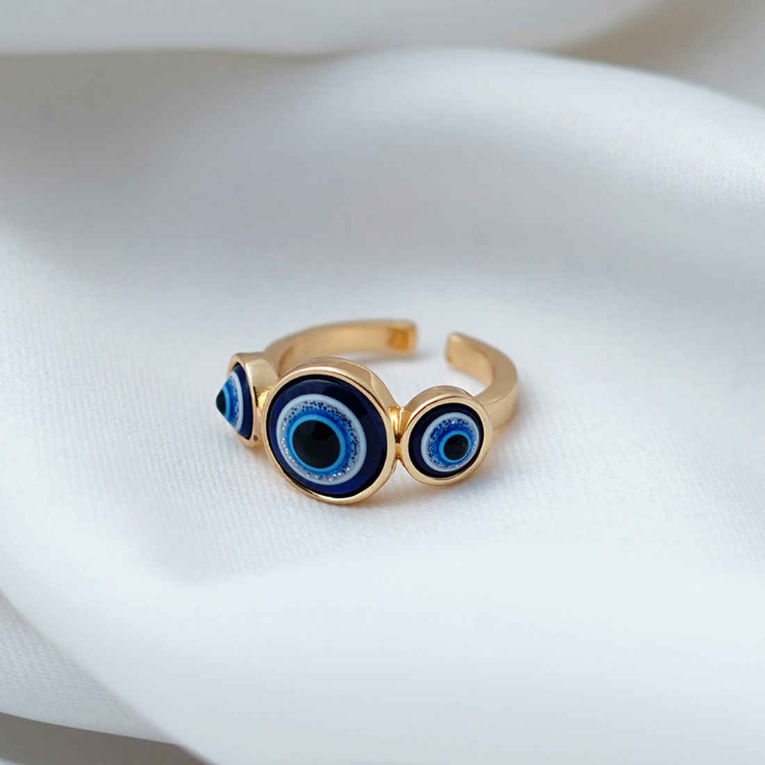 Evil Eye Bead Embellished Band Ring