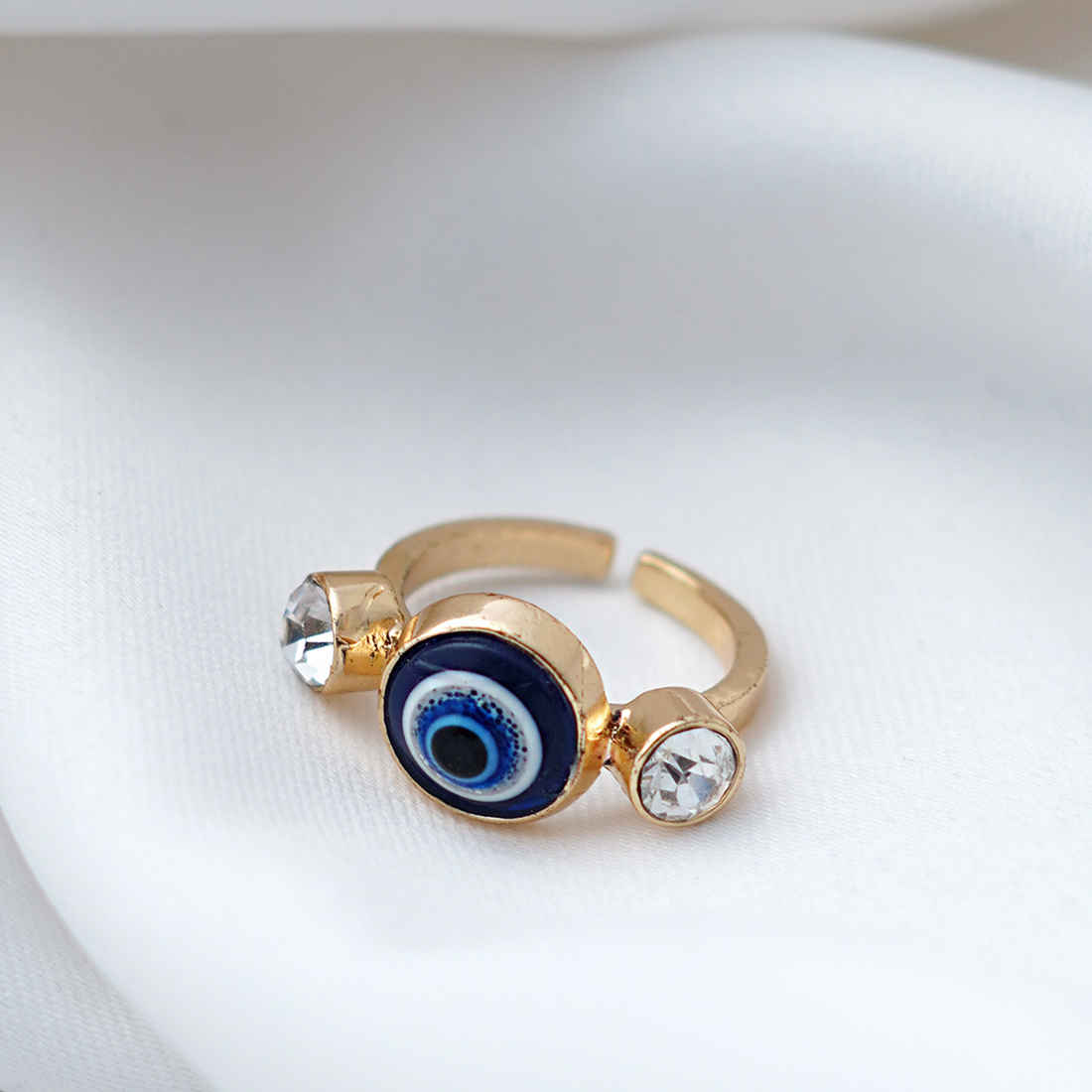 Evil Eye Crystal Embellished Band Ring