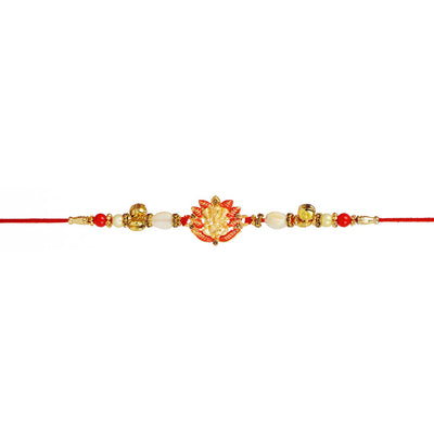 Urmika Red Color Ganesha Rakhi with Roli Chawal