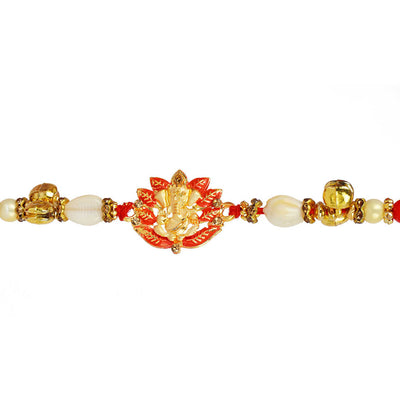 Urmika Red Color Ganesha Rakhi with Roli Chawal