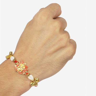 Urmika Red Color Ganesha Rakhi with Roli Chawal