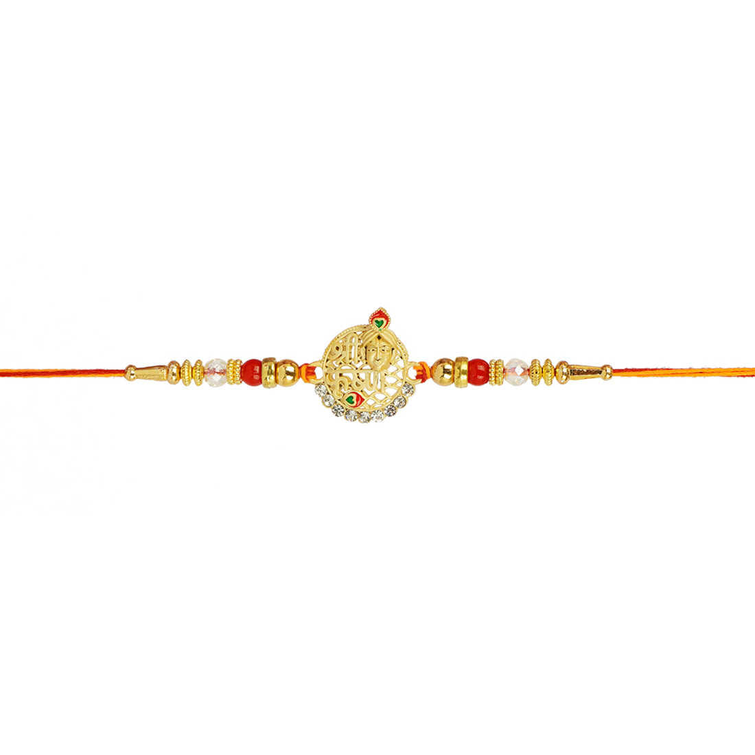 Urmika Shri Krishna Golden Color Rakhi with Roli Chawal