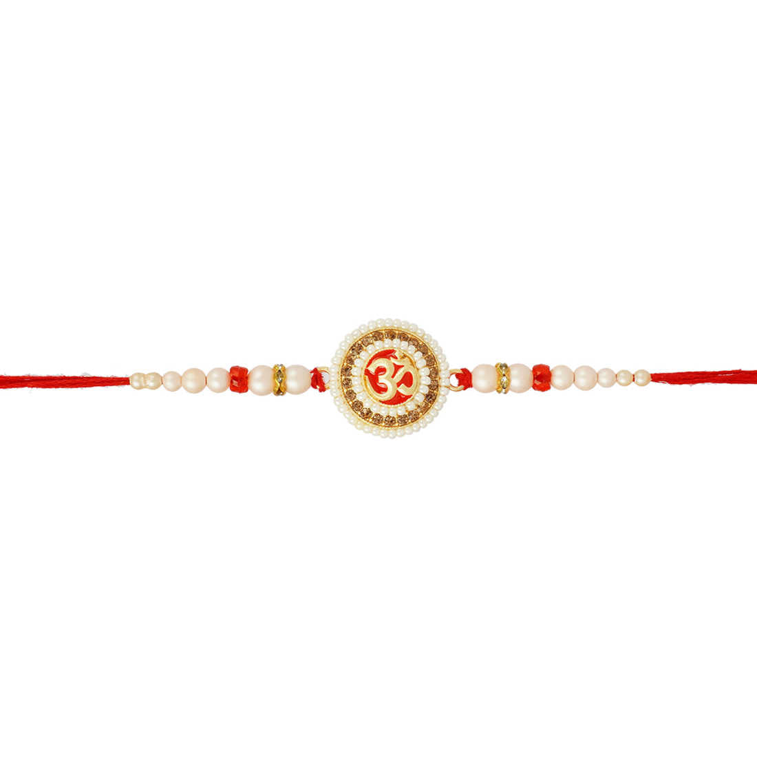 Urmika Om with white Pearl Rakhi with Roli Chawal