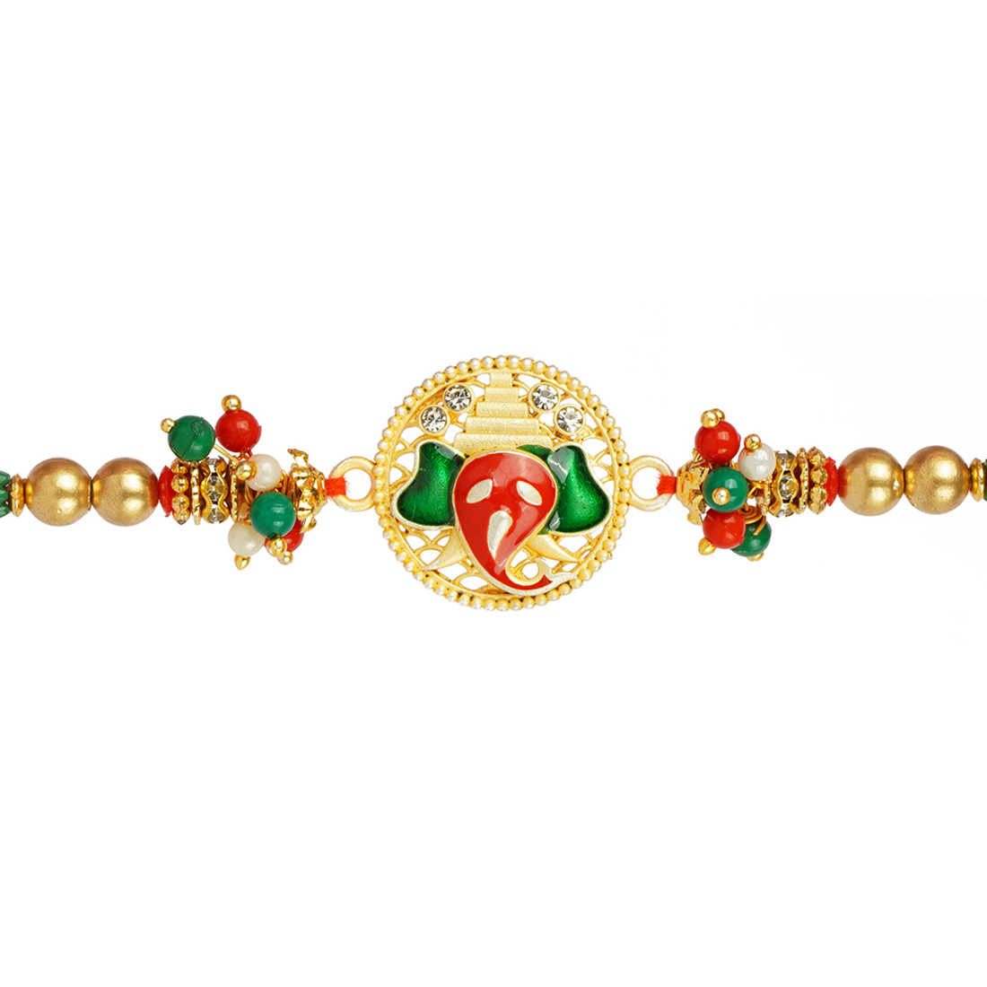 Urmika Red and Green Ganesha Rakhi with Roli Chawal