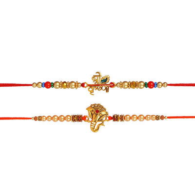 Urmika Shree Krishna and Ganesha Rakhi Set of 2 with Roli Chawal