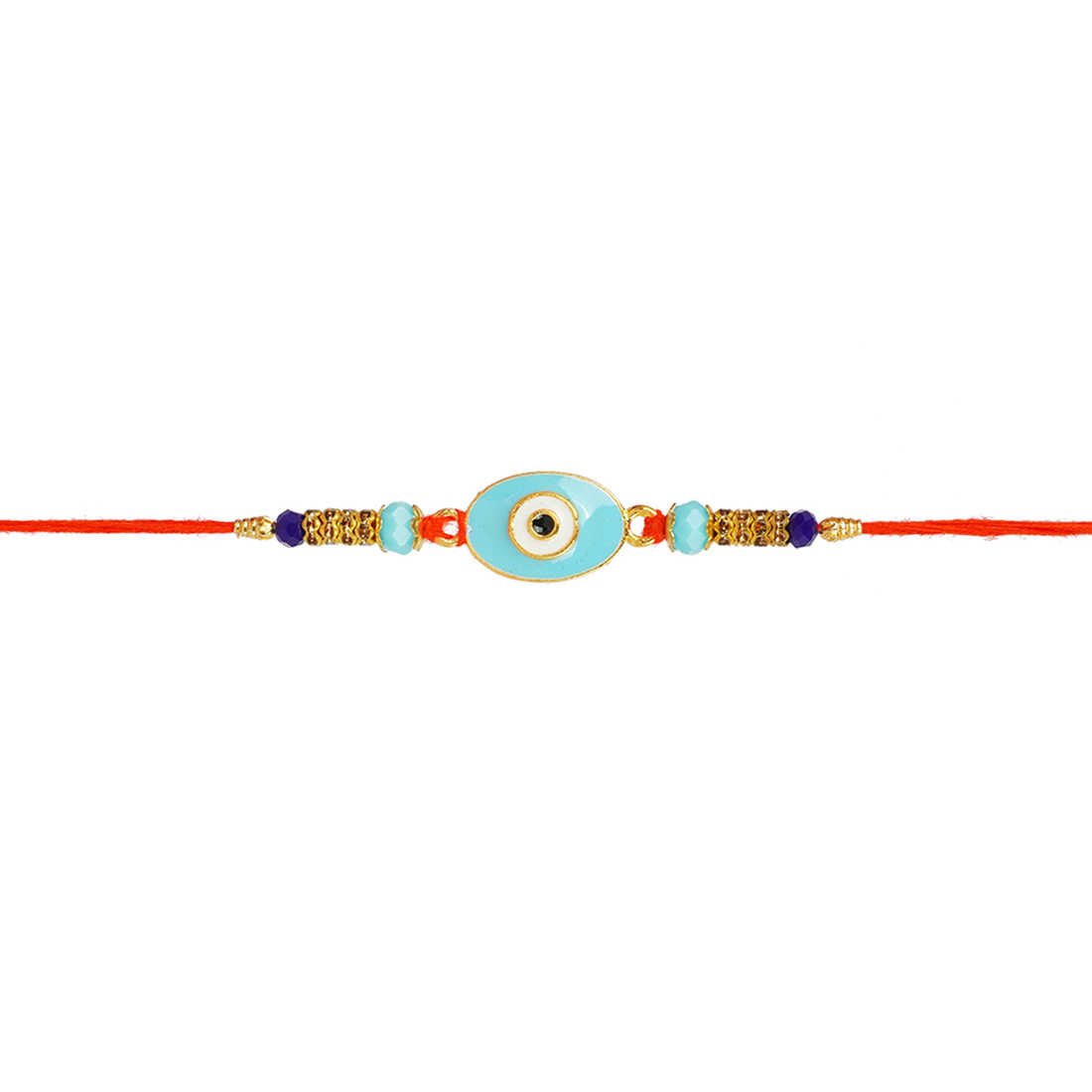 Ferosh Light Blue Evil Eye Rakhi with Roli Chawal