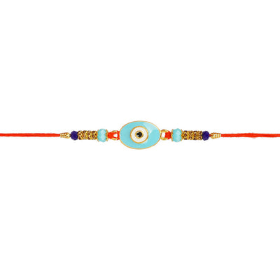 Ferosh Light Blue Evil Eye Rakhi with Roli Chawal