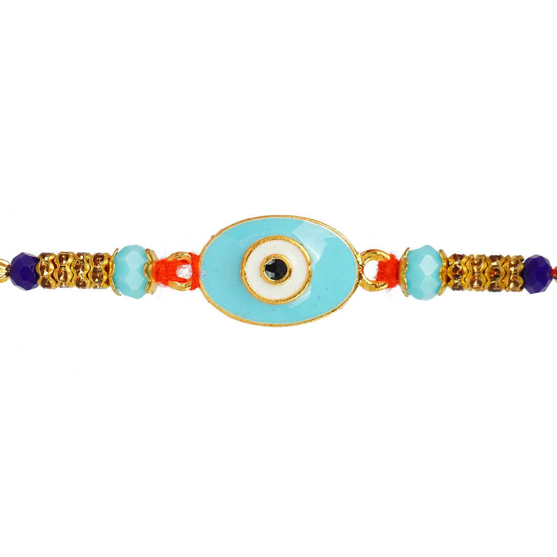 Ferosh Light Blue Evil Eye Rakhi with Roli Chawal