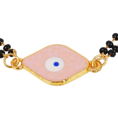 Pink Diamond Evil Eye Mangalsutra Beads Rakhi