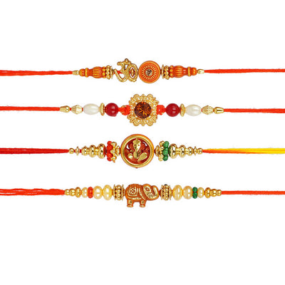 Urmika Designer Rakhi Set of 4 with Roli Chawal