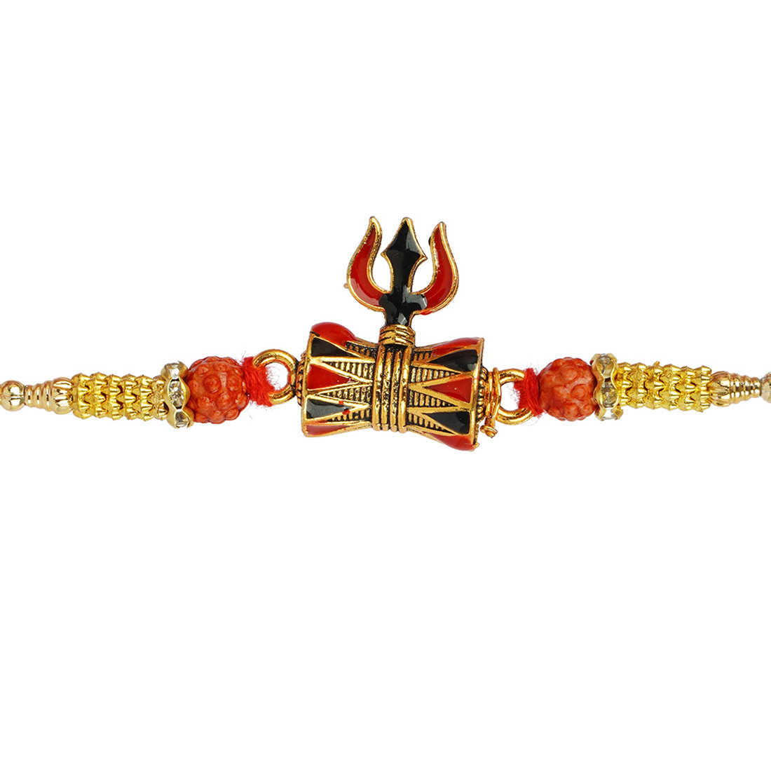 Urmika Shiv Damru, Flute and Tortoise Rakhi Set of 3 with Roli Chawal