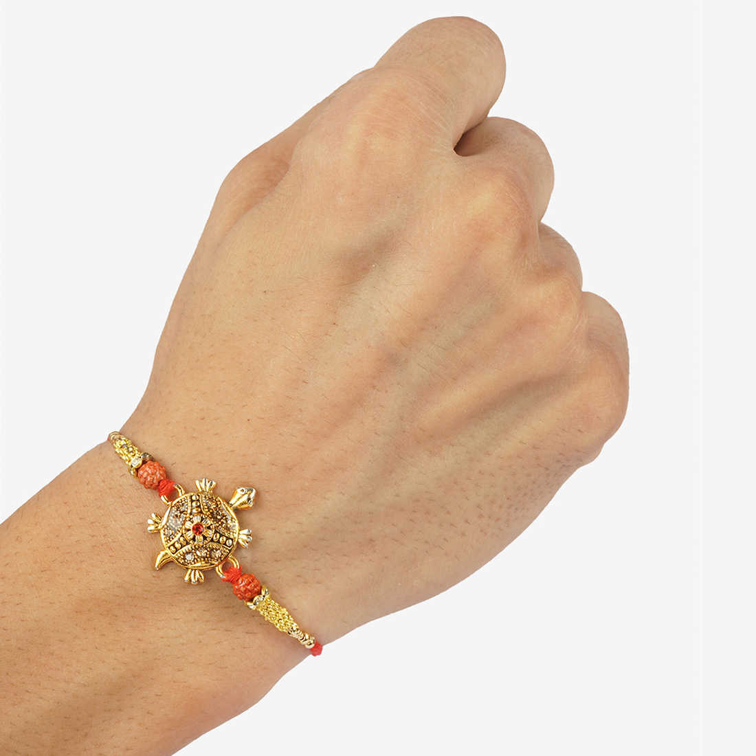 Urmika Shiv Damru, Flute and Tortoise Rakhi Set of 3 with Roli Chawal