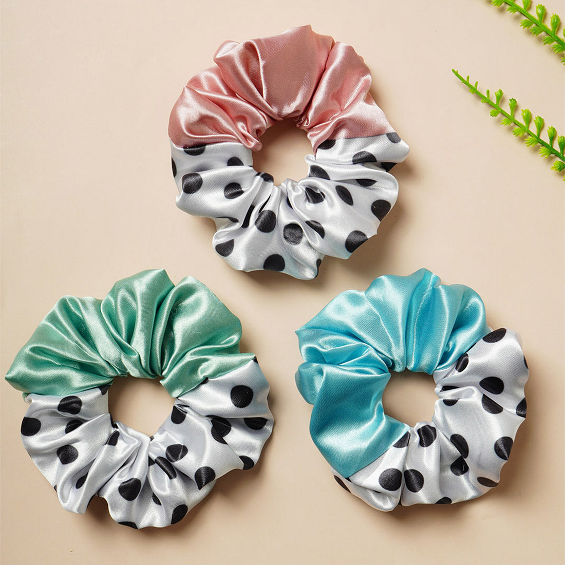 Pastel Shades Polka Dot Scrunchie Set of 3