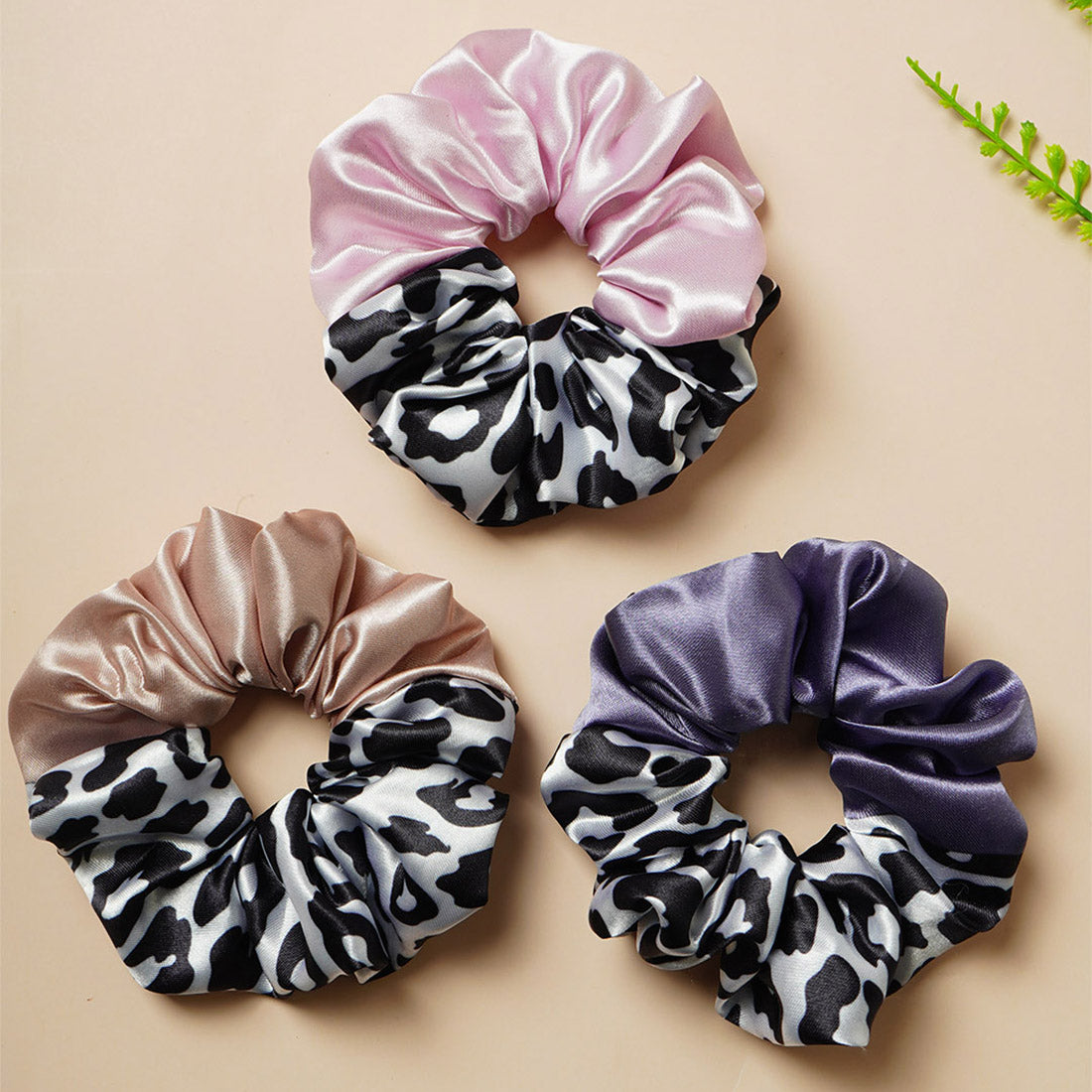 Gray Animal Print Scrunchie Set of 3