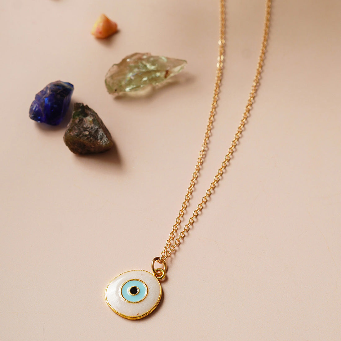 White Evil Eye Pendant Necklace