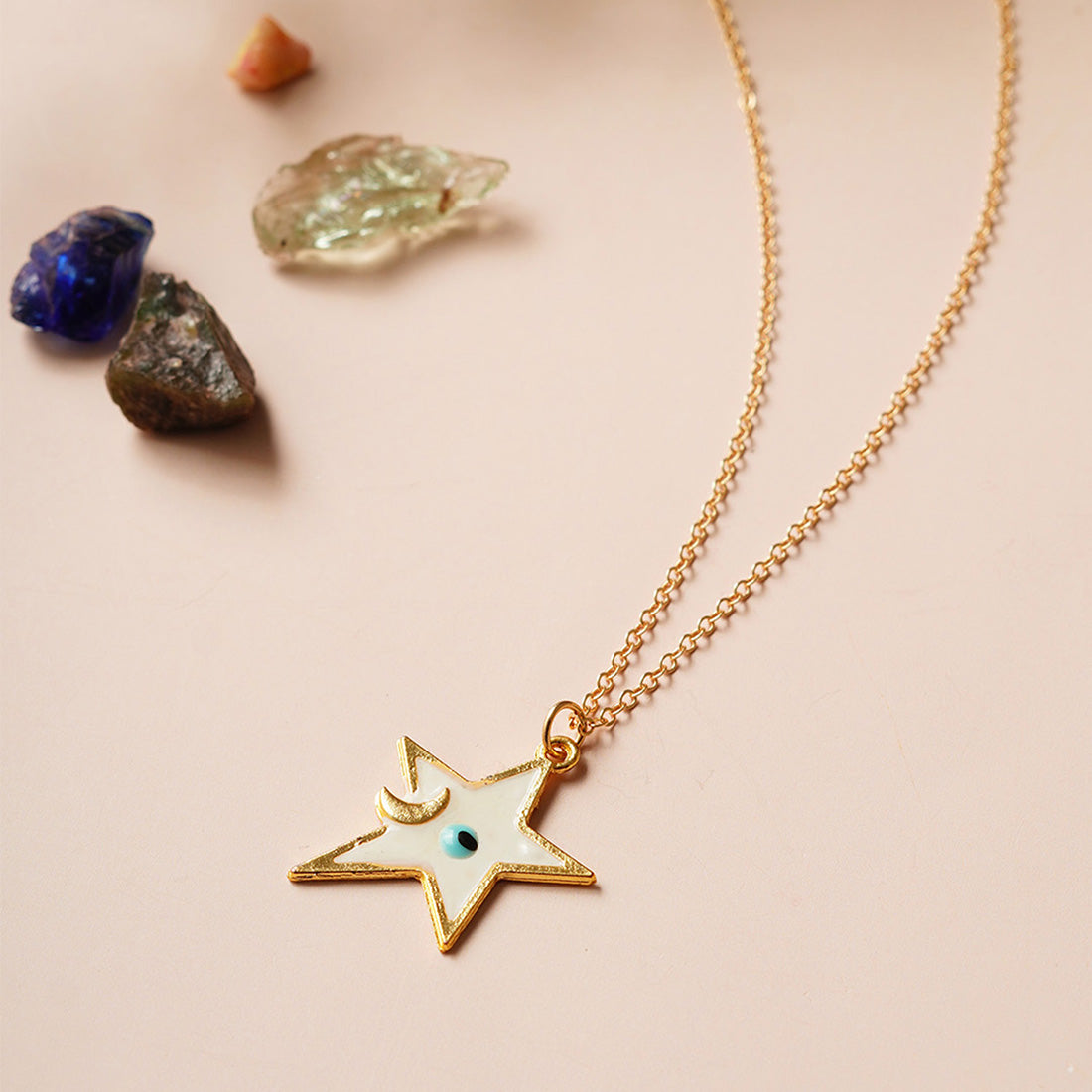 White Star Evil Eye Pendant Necklace