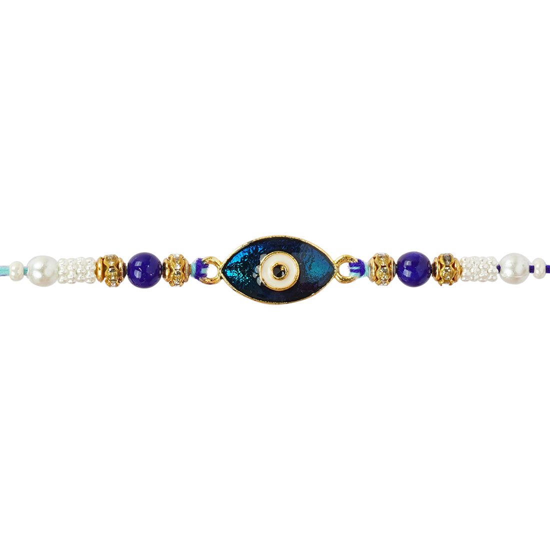 Blue Crystal Beaded Evil Eye Rakhi