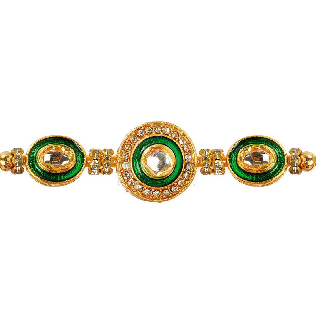 Green Crystal Kundan Rakhi