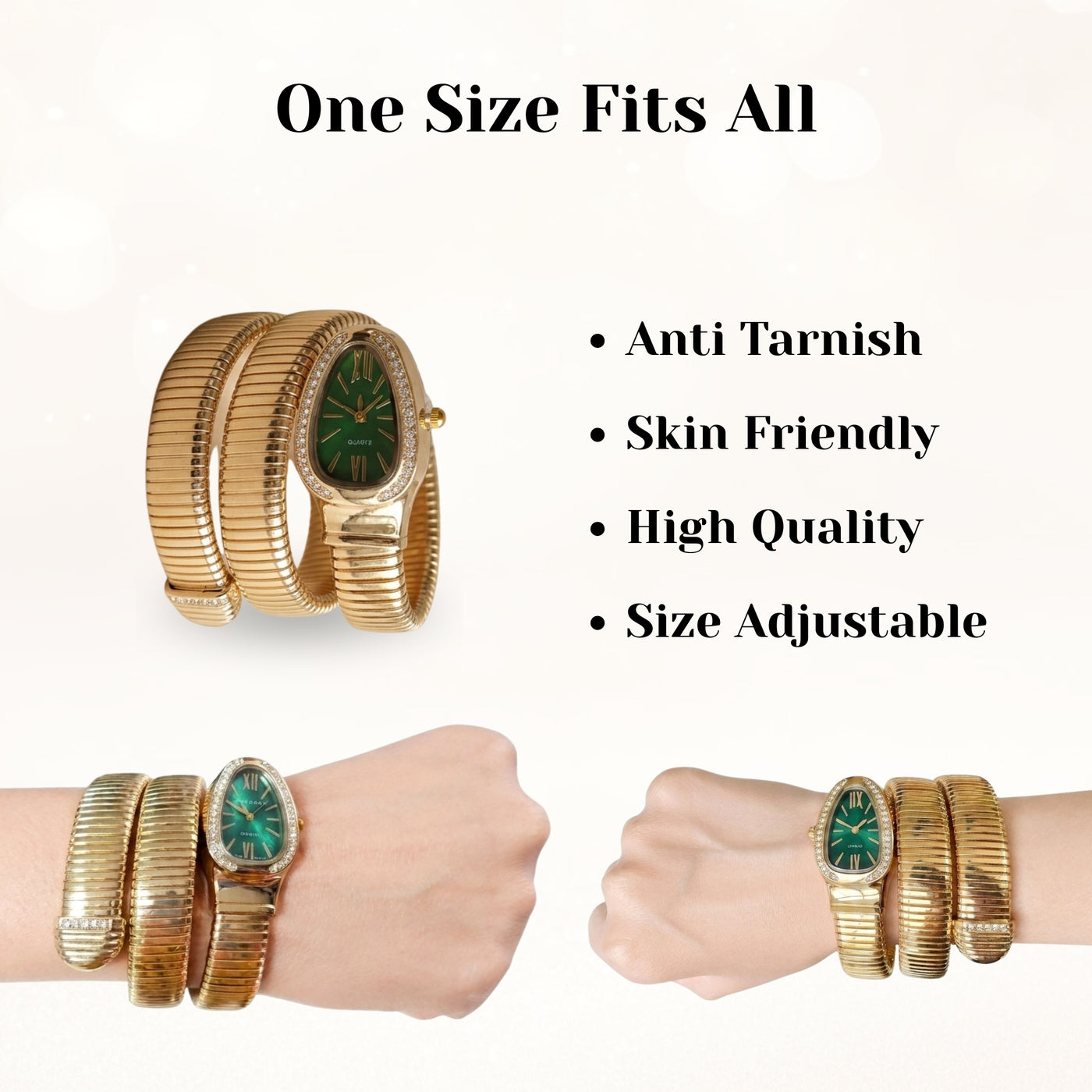 Green Gold Snake Watch – Ferosh