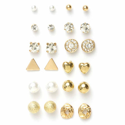 Amora 12 Pair Designer Stud Earrings Set