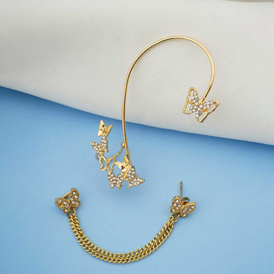 Butterfly Gold Chain Ear Cuff Set of 2