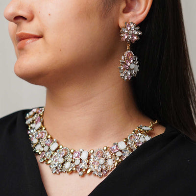 Pink Charish Earrings & Necklace Set