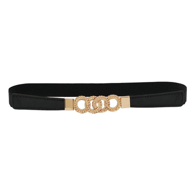 Ring Buckle Slim Black Belt