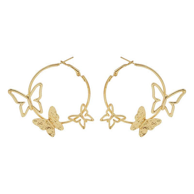 Gold Toned Butterfly Hoops