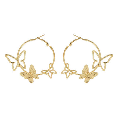 Gold Toned Butterfly Hoops