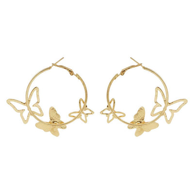 Gold Toned Butterfly Hoops