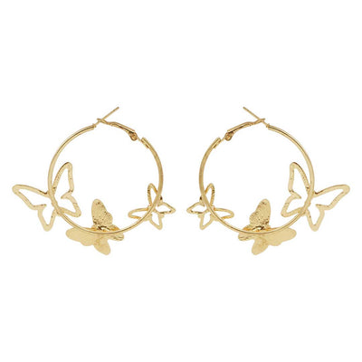 Gold Toned Butterfly Hoops