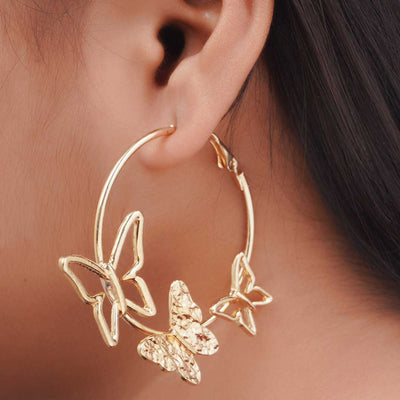 Gold Toned Butterfly Hoops