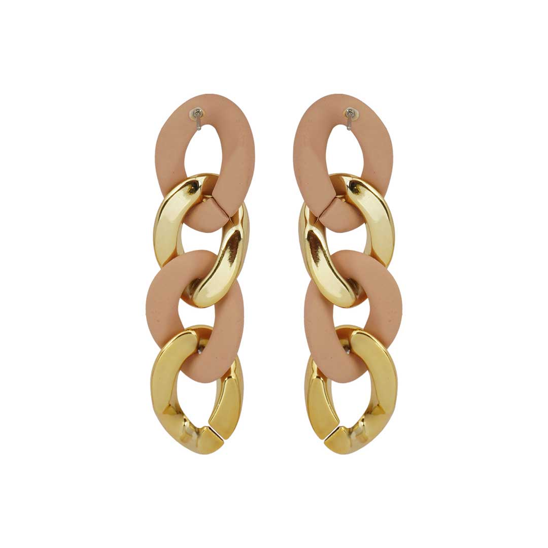 Beige Gold Curb Chain Earrings